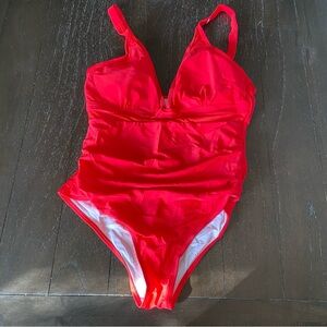 Women’s Cherry Red‎ One Piece Full Coverage Swimsuit NWOT Size XL Colorful Sexy